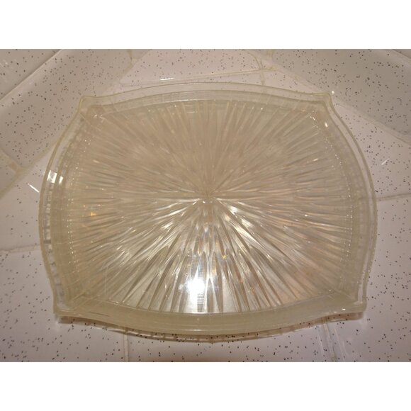 Vintage Three Clear Lucite Atomic Starburst Snack Trays trinket dish 1950s retro - Picture 9 of 13